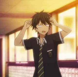 💙 Anime, Con trai, Đồng phục học sinh, Nhân vật telegram sticker