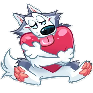 ❤️ Wolf, Cartoon, Herz, Liebe, Tier, Süß whatsapp sticker