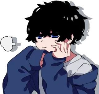 😤 Anime, Con trai, Hoạt hình, Buồn, Chán, Buồn ngủ, Dễ thương, Minh họa telegram sticker