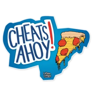 🍕 CHEATS AHOY! Pizza, Cheatday, Essen, Snack, Cartoon, Humor whatsapp sticker
