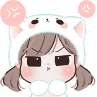😠 Cartone animato, Ragazza, Arrabbiata, Carina, Illustrazione, Adesivo whatsapp sticker