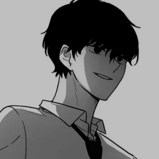 🍁 Anime, Manga, Manhwa, Sorriso, Bianco e nero telegram sticker