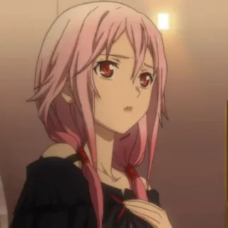 🌸 Yuzuriha Inori Guilty Crown anime, dziewczyna, różowe włosy, postać, portret telegram sticker