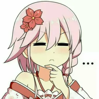 🙈 Anime, Dziewczyna, Różowe Włosy, Myślenie, Słodkie, Kreskówka, Wyraz telegram sticker