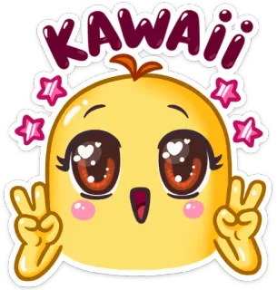 😻 KAWAII kawaii, fofo, emoji, sinal de paz, desenho animado, animado, adesivo telegram sticker