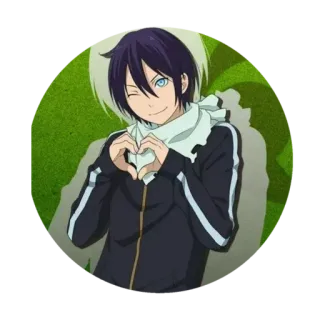 ❤️ Yato Noragami 动漫, 男性, 爱心, 眨眼, 角色, 神, 夜斗 whatsapp sticker