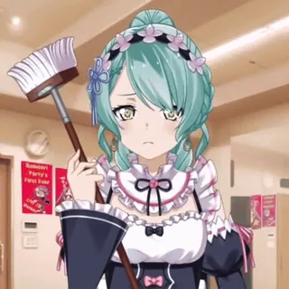 🍟 Ramen Party's FIRST TIME Anime, Pokojówka, Miotła, Sprzątanie, Prace domowe telegram sticker