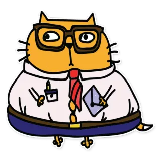 😐 cat, office, glasses, cartoon, animal, sticker telegram sticker