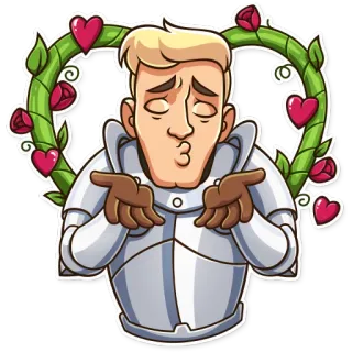 🥰 cavaleiro, desenho animado, armadura, amor, corações, romance telegram sticker
