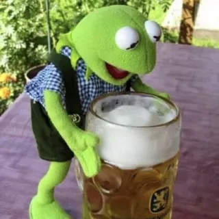 🍺 Kermit Kermit la rana, cerveza, muppet, bebiendo, alcohol, divertido telegram sticker