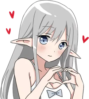 ❤️ Anime, Garota, Elfo, Corações, Fofo, Kawaii whatsapp sticker