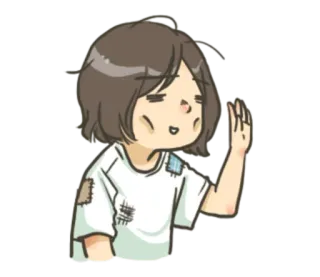 🙋 스티커, 만화, 애니메이션, 패치워크, 캐릭터, 손 흔드는 whatsapp sticker
