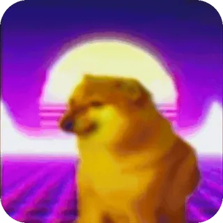 😞 dog, meme, cheems, doge, vaporwave, synthwave telegram sticker