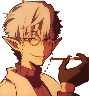 😏 Anime, Lunettes, Sourire narquois, Pipe, Personnage telegram sticker