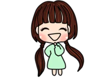 😺 Desenho animado, Menina, Sorriso, Feliz, Fofo telegram sticker