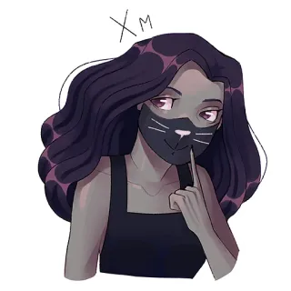 🧐 Xm gadis, masker, orang, potret whatsapp sticker