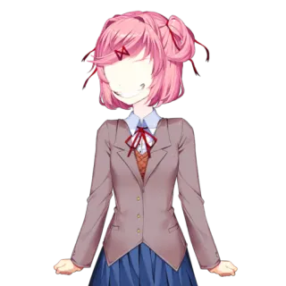 😎 Natsuki Doki Doki Literature Club! anime, schoolgirl, pink hair, cute, manga telegram sticker