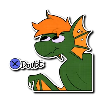 🤨 Doubt dúvida, dragão, lagarto, desenho animado, meme, ceticismo telegram sticker