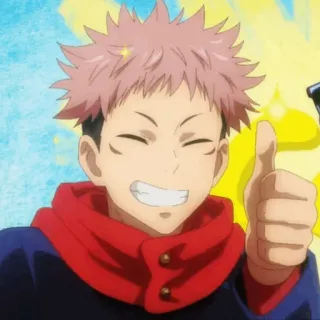 💥 Yuji Itadori Jujutsu Kaisen Anime, Senang, Jempol ke atas, Tersenyum, Karakter telegram sticker