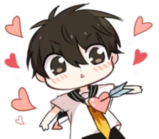 ❤ chibi, anime, heart, arrow, love, cute, romance, valentines whatsapp sticker