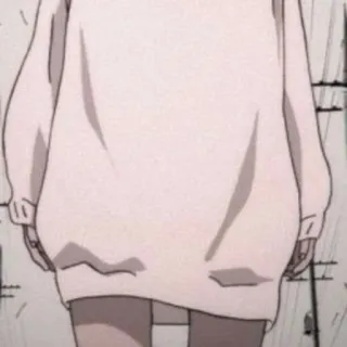 😒 áo len, nhìn từ sau, thời trang, phong cách anime telegram sticker