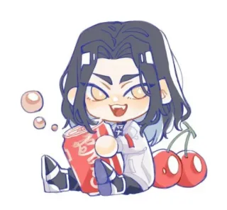 🥺 anime, character, cute, chibi, cola, cherries, cartoon telegram sticker