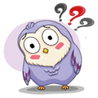 ❓ búho, confundido, pregunta, dibujo animado, pegatina, pensando whatsapp sticker