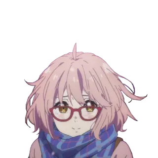 ☺️ Mirai Kuriyama Beyond the Boundary anime, girl, glasses, cute, scarf whatsapp sticker