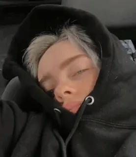 ✨ Billie Eilish Billie Eilish, chanteuse, célébrité, sweat à capuche, portrait telegram sticker