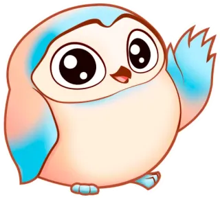 👋 sowa, uroczy, kreskówka, kawaii, zwierzę, naklejka, ptak, ilustracja telegram sticker