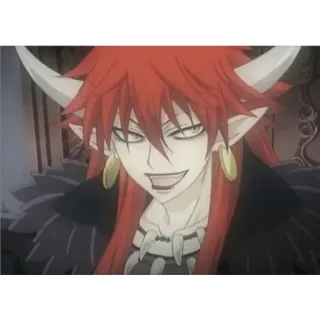 😶 Anime, Capelli rossi, Corna, Demone, Fantasy, Personaggio whatsapp sticker