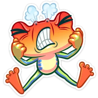 😡 Cartone animato, Rana, Stress, Rabbia, Esaurimento, Carino telegram sticker