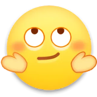 🙄 Emoji, Słodkie, Rumieniec, Oczy w górę, Kreskówka, Żółty telegram sticker