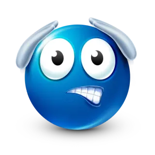 😦 azul, emoji, cara, preocupado, expresión, dibujo animado, ansiedad whatsapp sticker
