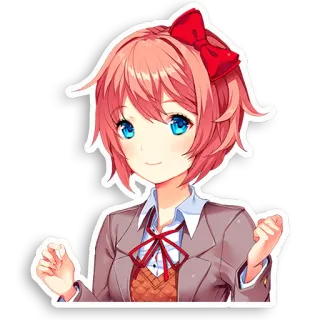 🙂 Sayori Doki Doki Literature Club! Anime, Niedlich, Mädchen, Schleife, Schuluniform telegram sticker