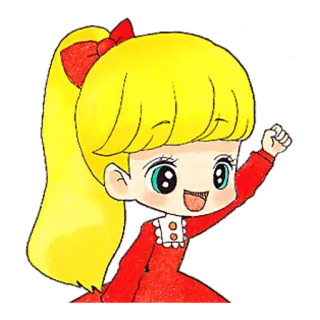 👍 Cartoon, Anime, Meisje, Blij, Schattig, Blond telegram sticker