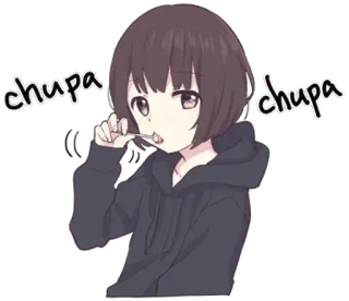 😀 chupa chupa garota anime, pirulito, chupa, doce, fofa, doce, desenho animado telegram sticker