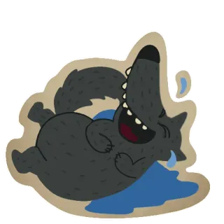 🤣 wilk, kreskówka, zwierzę, naklejka, płacz, śmiech, szczęśliwy telegram sticker