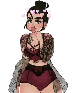 🤔 donna, illustrazione, cartone animato, lingerie, carino, moda telegram sticker