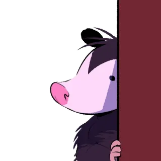 🚪 opossum, animal, cartoon, cute, illustration, peeking whatsapp sticker
