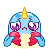 💔 narval, desilusão amorosa, triste, desenho animado, emoji, chorando, coração partido telegram sticker