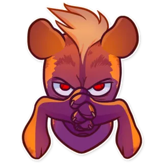 😈 动物, 鬣狗, 卡通, 贴纸, 哺乳动物, 生气 telegram sticker