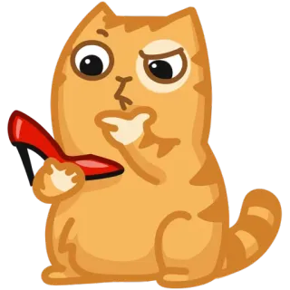 👠 chat, dessin animé, orange, chaussure rouge, idiot, drôle, animal telegram sticker