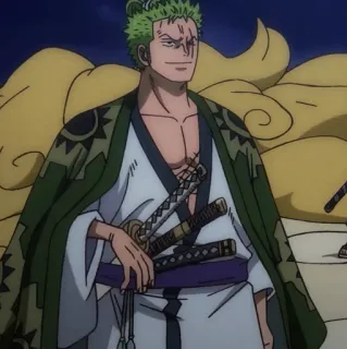 🐉 Roronoa Zoro One Piece Аниме, Мечник, Пират, Зоро, Ван Пис, Зеленые волосы telegram sticker