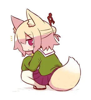 🦊 Anime, Raposa, Kawaii, Fofo, Orelhas de animal, Chibi, Mangá telegram sticker