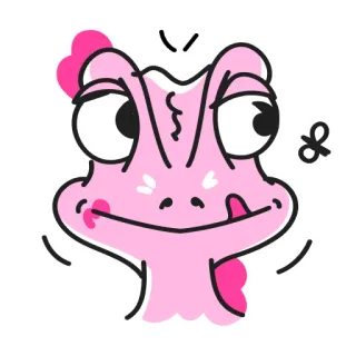 😛 도마뱀, 분홍색, 만화, 동물, 귀여운, 스티커 telegram sticker