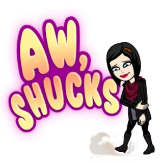 😚 AW, SHUCKS bitmoji, avergonzado, dibujos animados, lindo, expresión, qué va whatsapp sticker