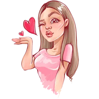 😘 dibujo animado, mujer, corazón, amor, chica, beso telegram sticker