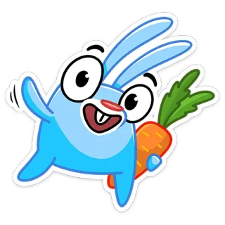 👋 Cartoon, Konijn, Wortel, Schattig, Blij, Dier, Sticker telegram sticker