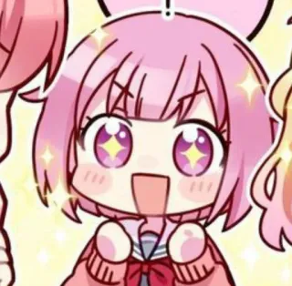 🤩 Anime, Desenho animado, Fofo, Kawaii, Rosa, Garota, Brilho, Personagem whatsapp sticker